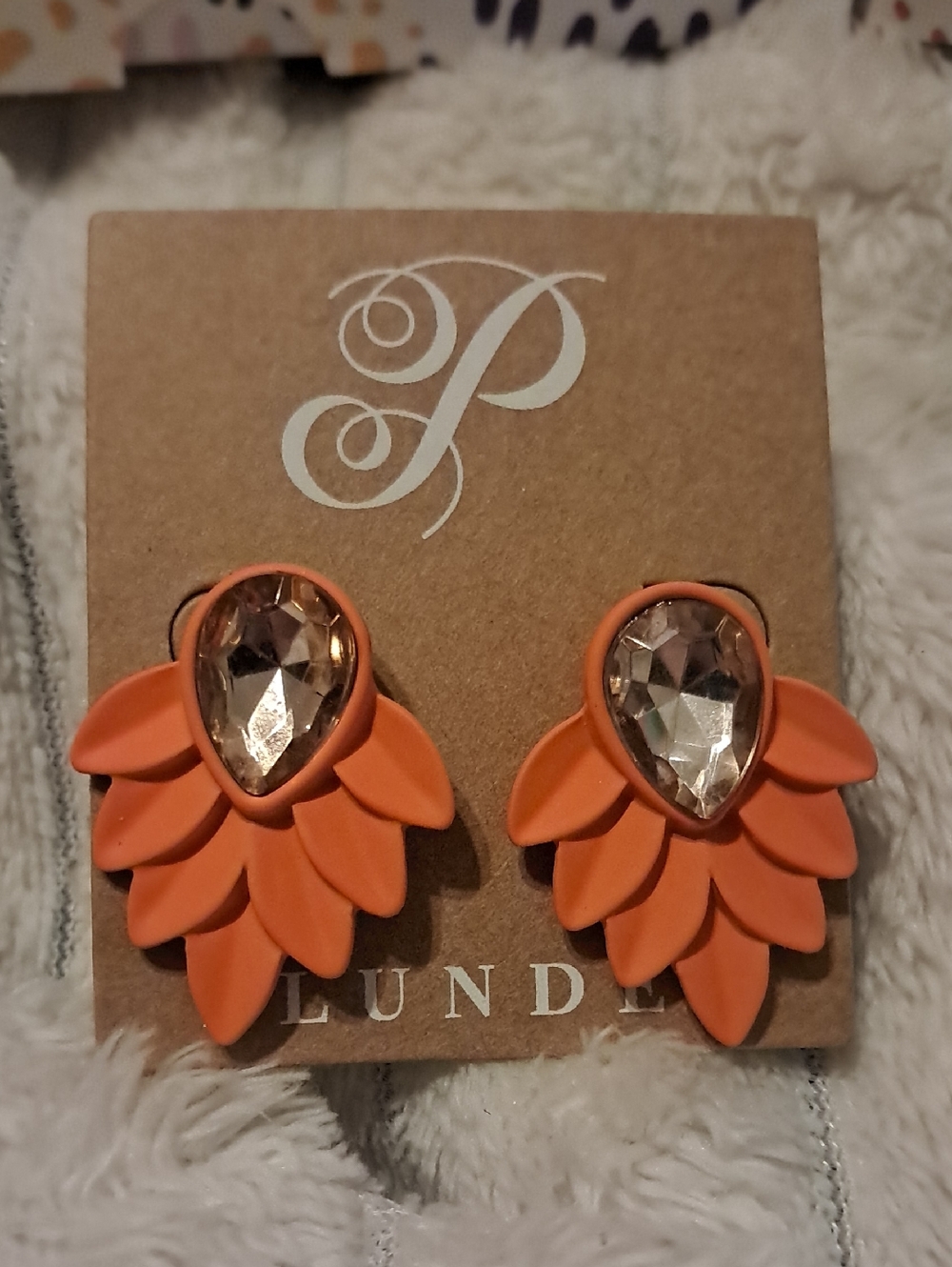 Plunder Orange Petal Teardrop Statement Earrings